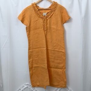 Womens LanTana Orange Linen V-Neck Dress Size Medium EUC